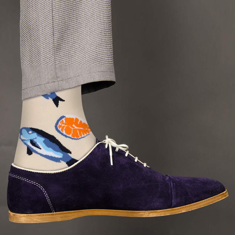 Plus Size Marine Series Fun Crew Socks(5 Pairs)