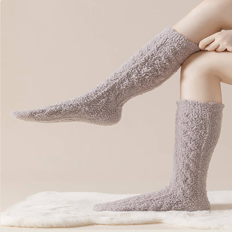 Plus Size Coral Fleece Thermal Knee High Socks(5 Pairs)