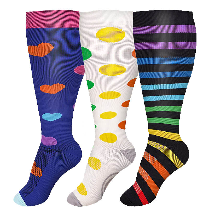 Plus Size Colorful Polka Dots Compression Socks(3 Pairs) - image 1