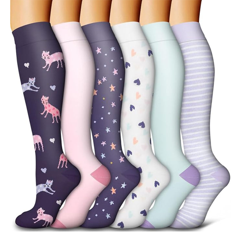 Cute Star Pattern Compression Socks(6 Pairs) - image 0