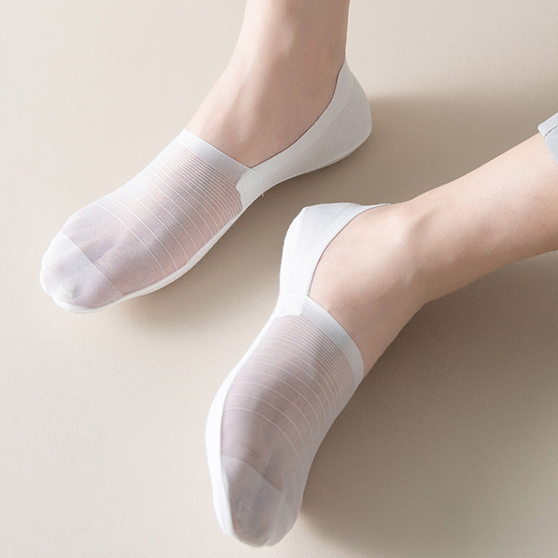 Plus Size Ice Silk No Show Socks(5 Pairs)