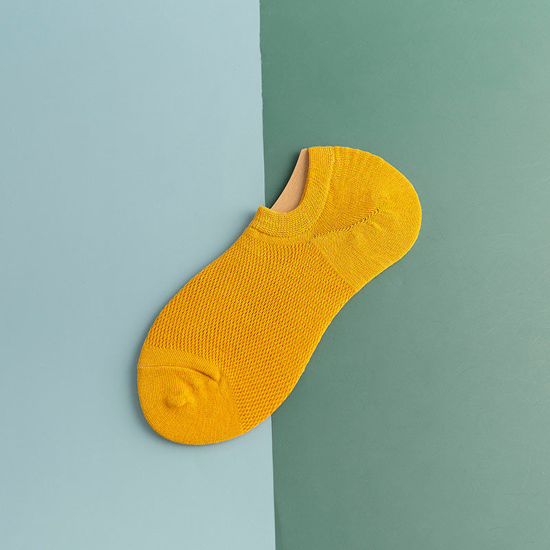 Mesh Non-slip Silicone Ankle Socks(11 Pairs) - Golden - EU44-50(US10-15) - image 21