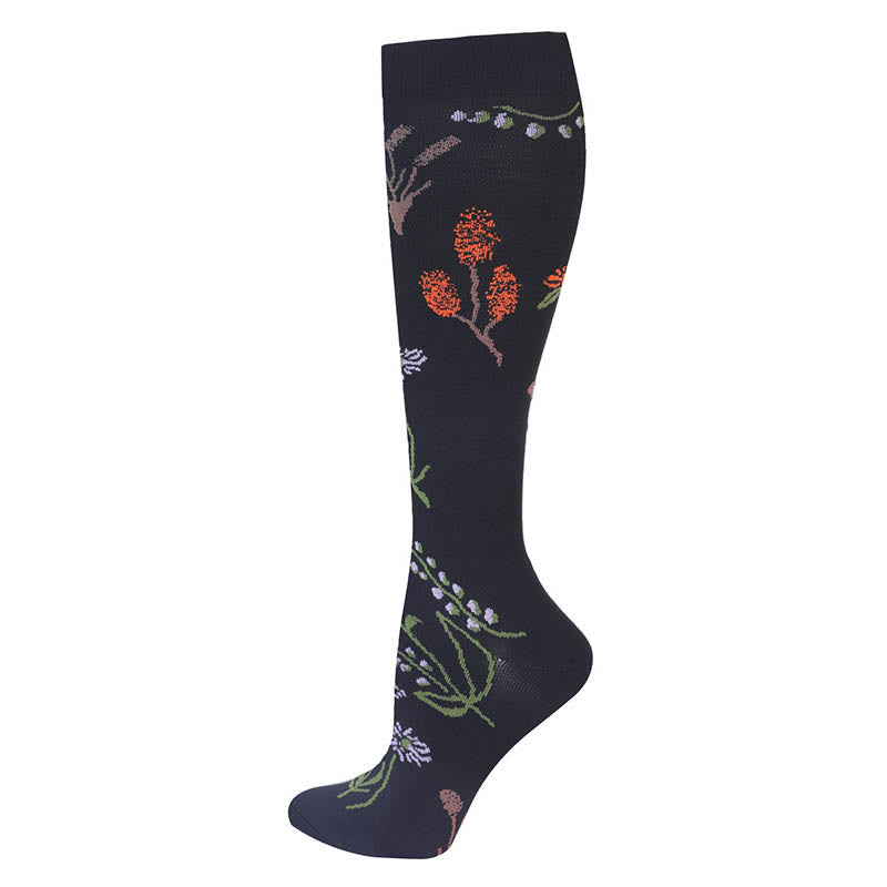 Flower Pattern Compression Socks(3 Pairs) - image 3