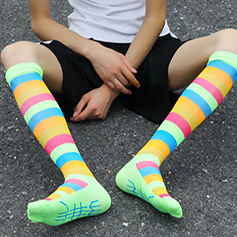 Rainbow Stripes Knee High Socks(6 Pairs)