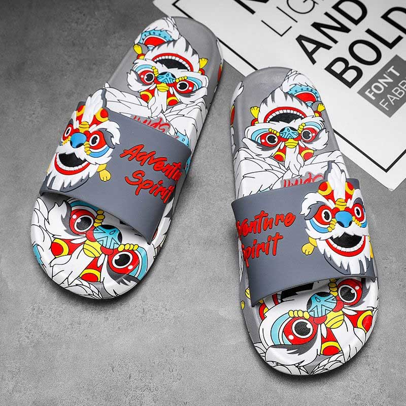 Plus Size Lion Slides(2 Pairs) - Grey - 2XL - image 12