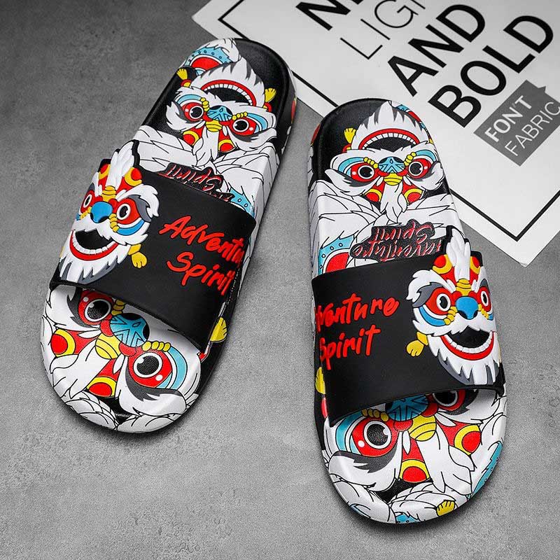Plus Size Lion Slides(2 Pairs) - Black - 2XL - image 14