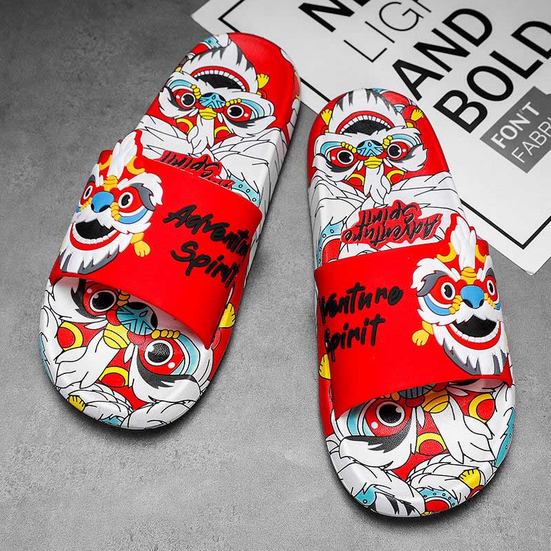 Plus Size Lion Slides(2 Pairs) - Red - 2XL - image 13