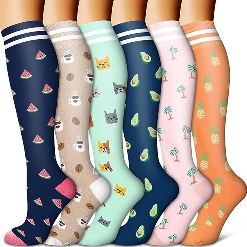 Cute Pattern Compression Socks(6 Pairs) - image 0