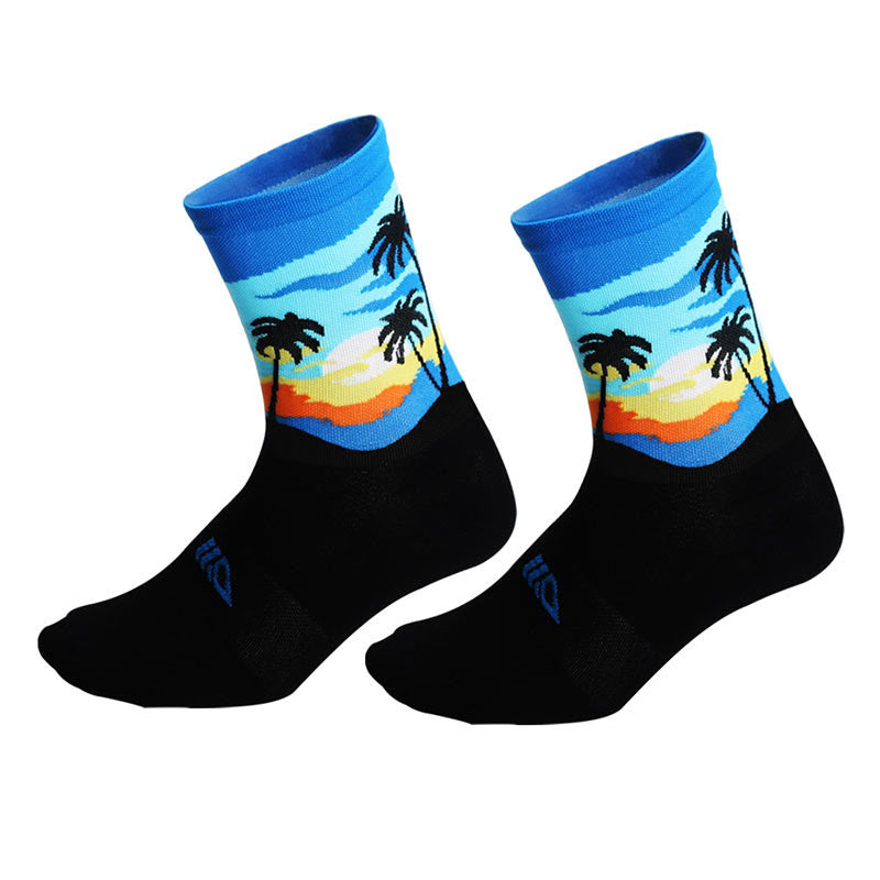 Plus Size Coconut Tree Quarter Compression Socks(4 Pairs)
