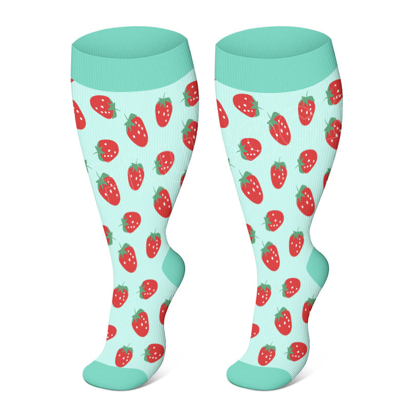 2XL-4XL Plus Size Color Pattern Compression Socks - Strawberry - 4XL - image 4