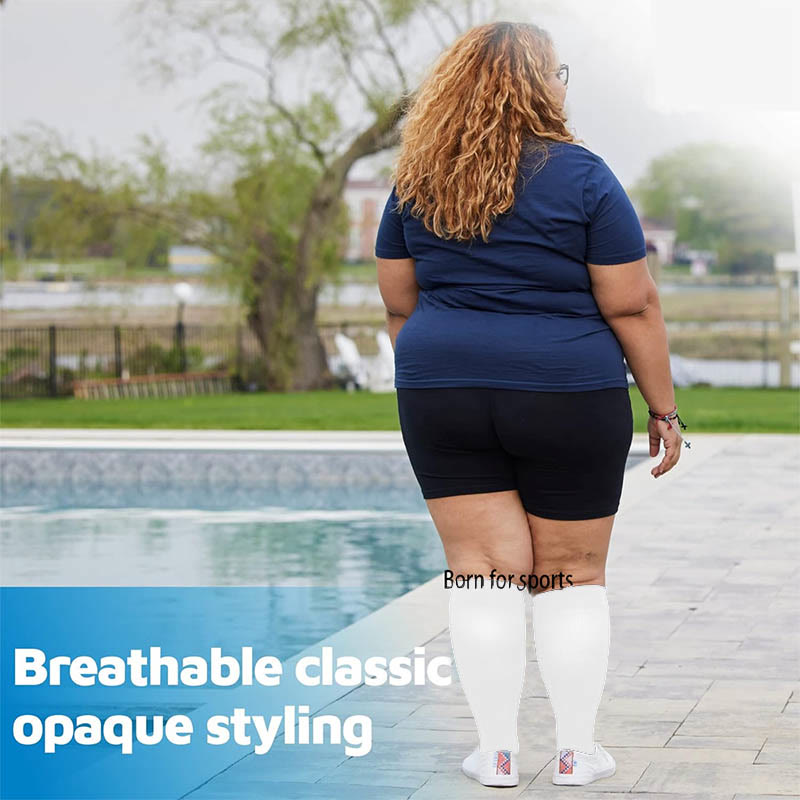 Plus Size Solid Color Open Toe Compression Socks(3 Pairs) - image 7