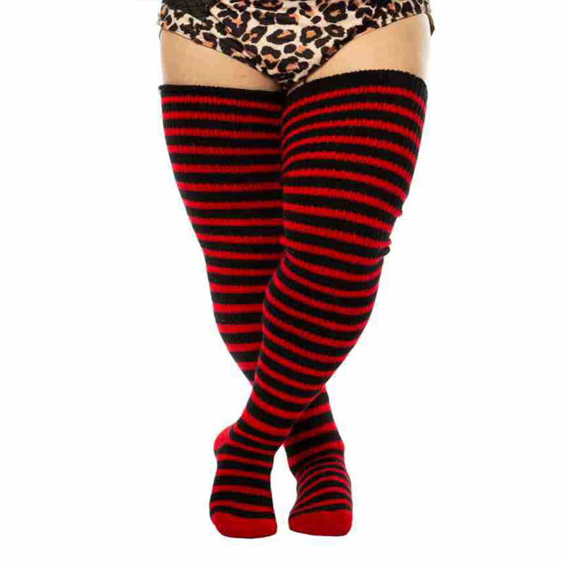 Plus Size Halloween Thigh High Knee Socks - Red - One Size - image 4