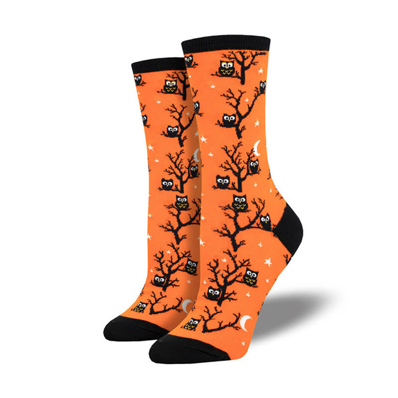 Creative Halloween Pattern Crew Socks(4 Pairs) - Orange - EU36-42(US3-8.5) - image 4
