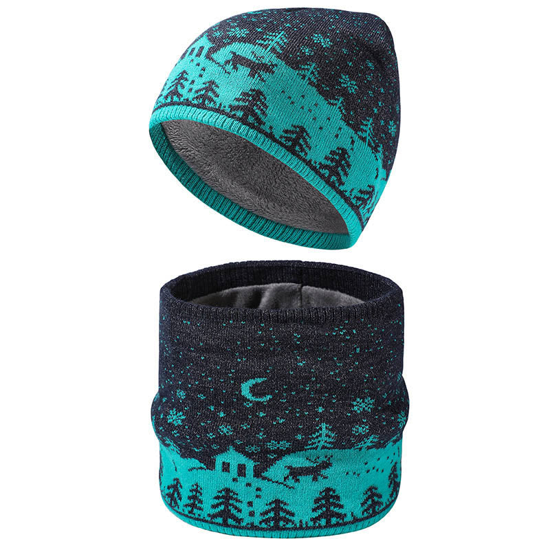 Warm Christmas Element Beanie Scarf 2 In 1 Set