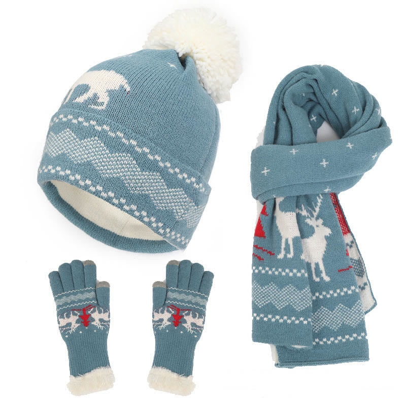 Christmas Style Beanie Scarf Gloves 3 In 1 Set
