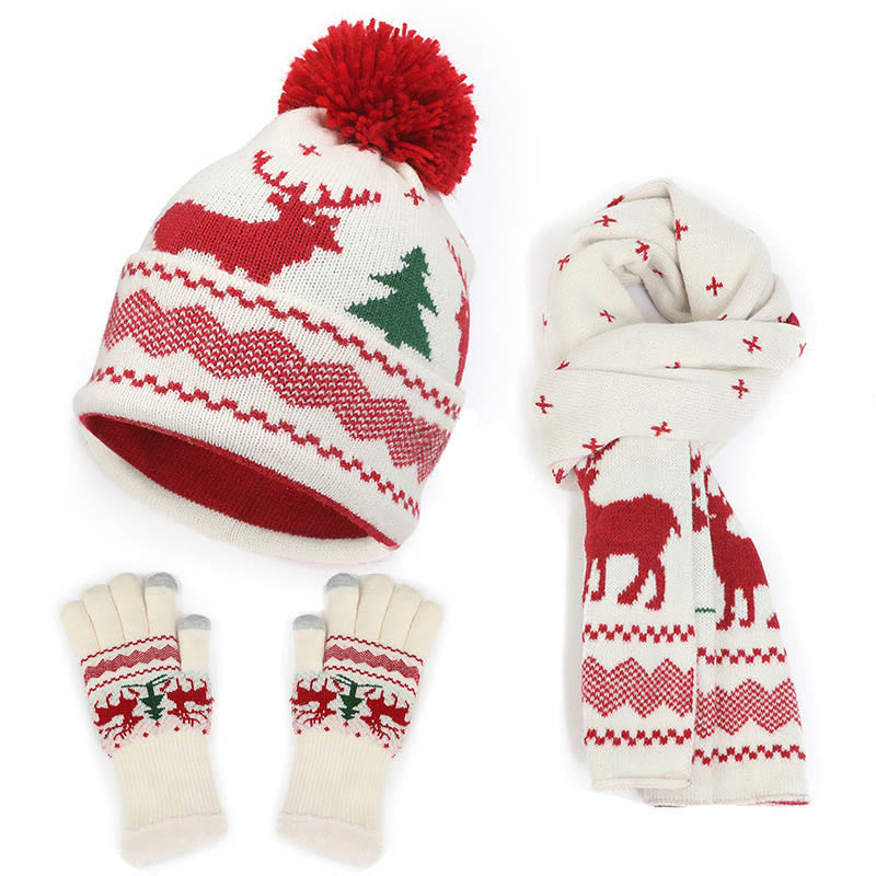 Christmas Style Beanie Scarf Gloves 3 In 1 Set
