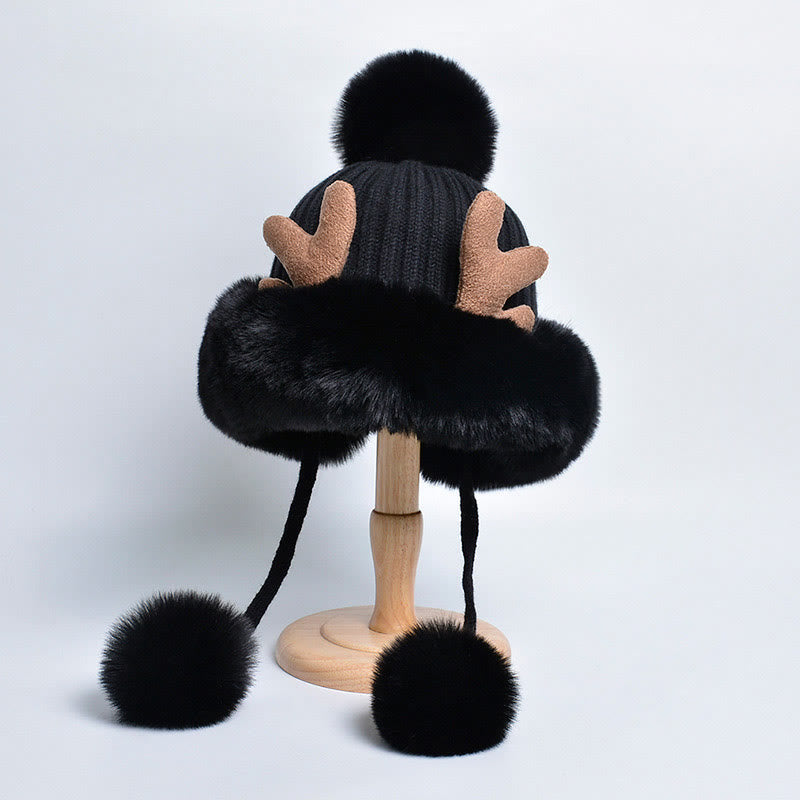 Antlers Pompom Beanie Hats