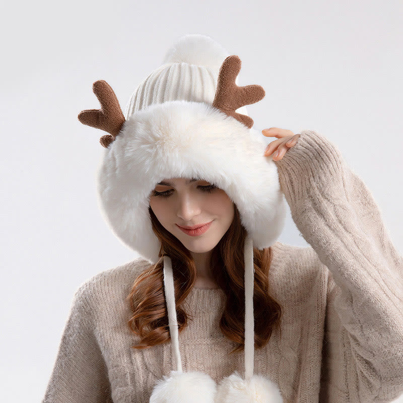 Antlers Pompom Beanie Hats