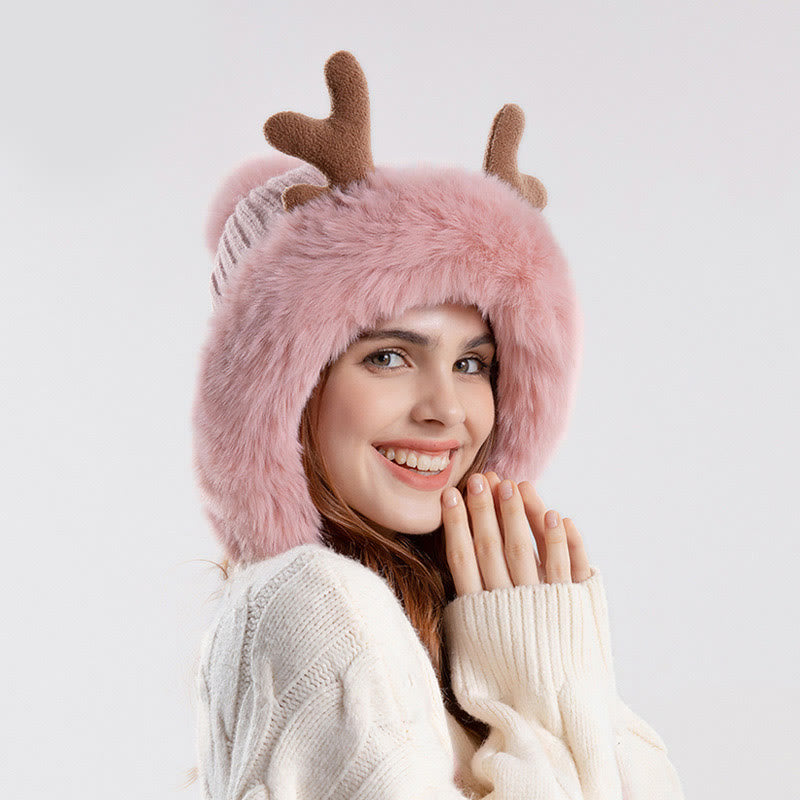 Antlers Pompom Beanie Hats