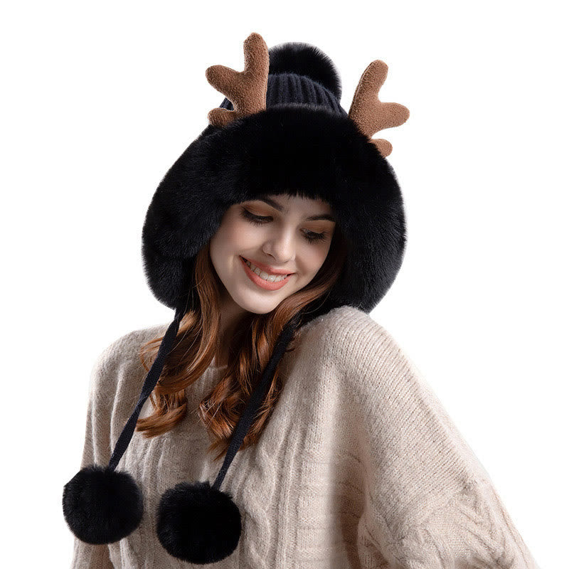 Antlers Pompom Beanie Hats