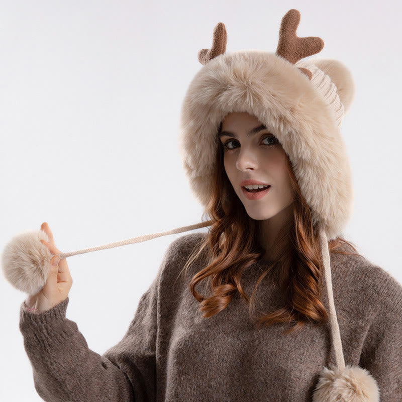 Antlers Pompom Beanie Hats