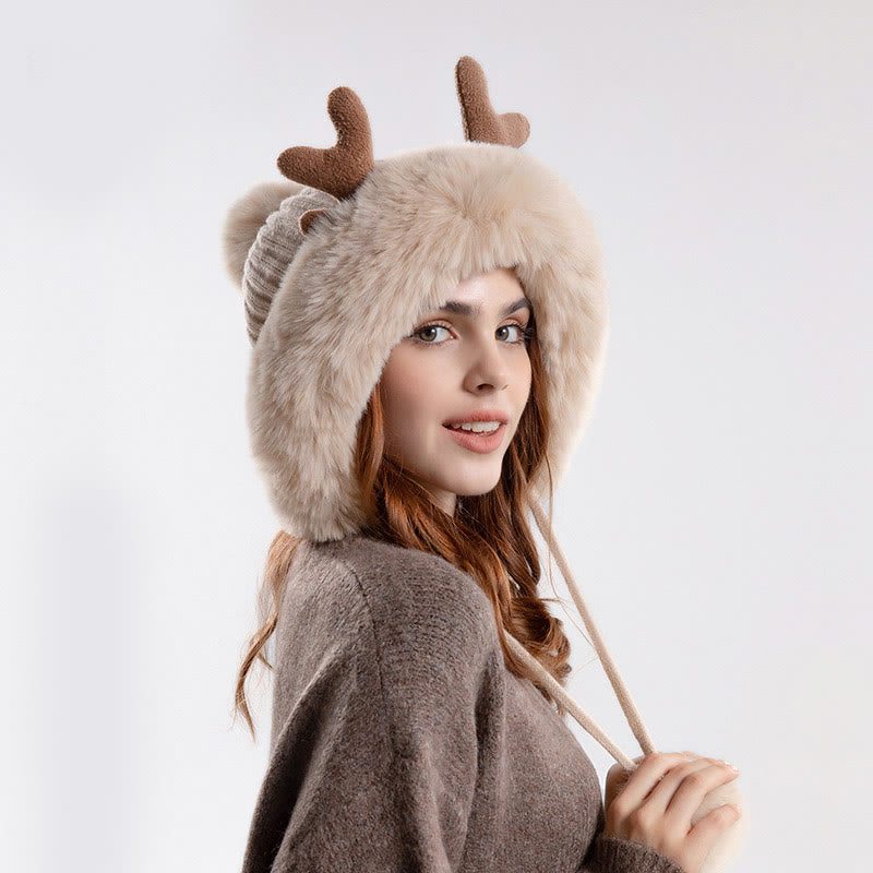 Antlers Pompom Beanie Hats