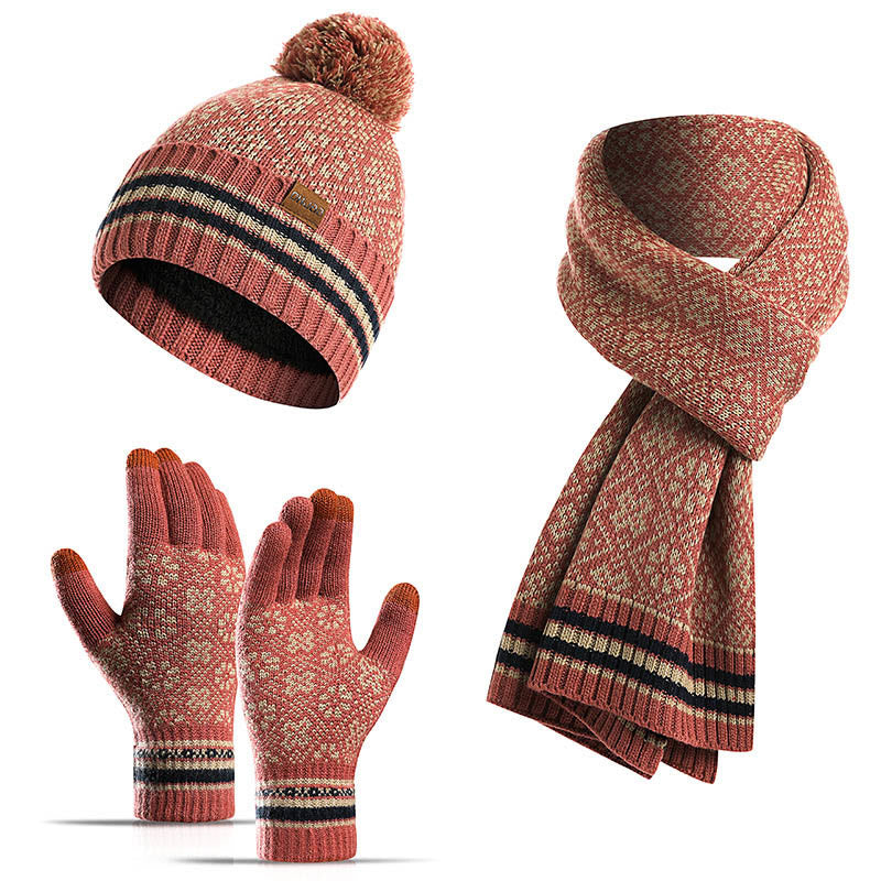 Touch Screen Gloves Beanie Scarf 3 In 1 Set