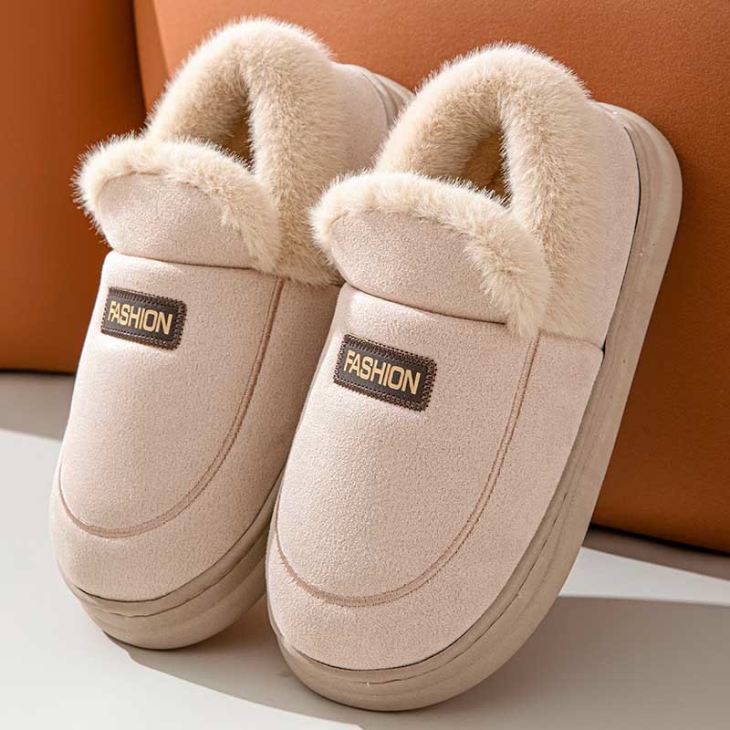 Plus Size Cozy Bedroom Slippers - Beige - US 8-9 - image 9