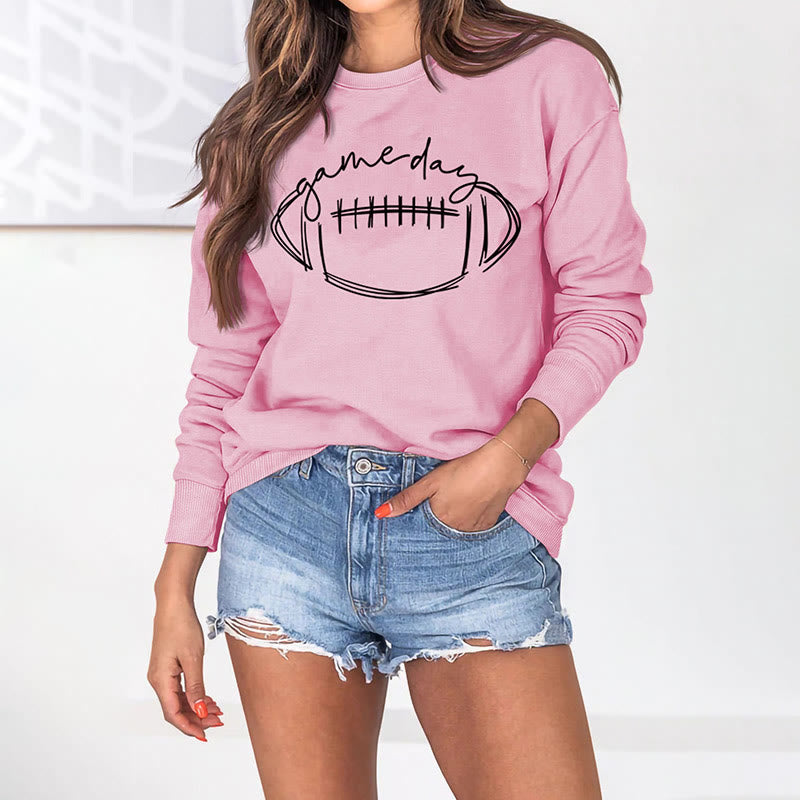 Plus Size Black Game Day Print Sweatshirt
