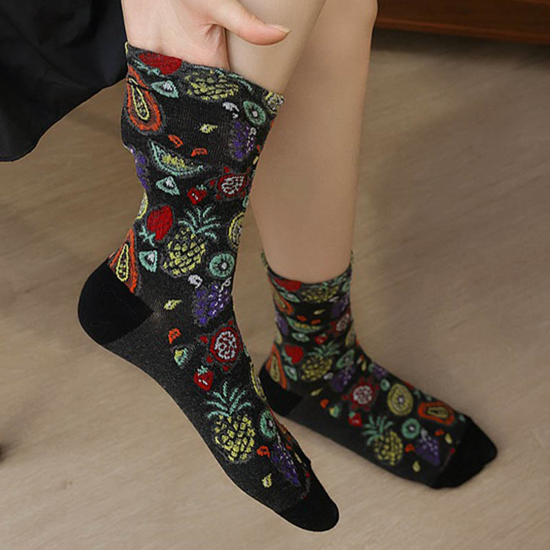 Fruit Print Quarter Socks(5 Pairs) - image 2