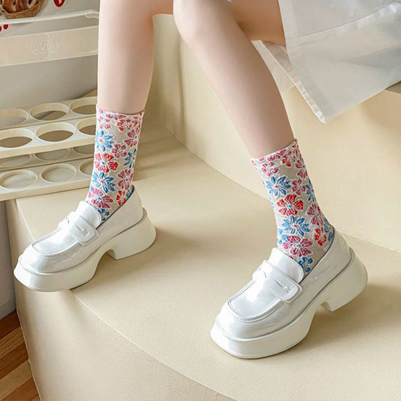 Retro Carving Flowers Quarter Socks(5 Pairs) - image 6