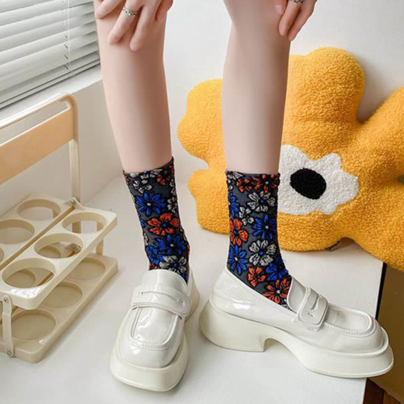 Retro Carving Flowers Quarter Socks(5 Pairs) - image 5