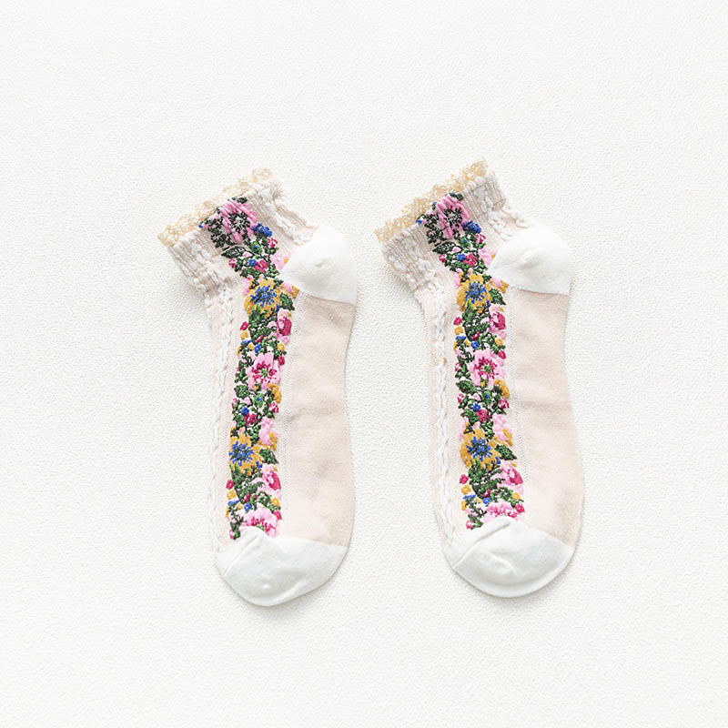 Vintage Lace Ankle Socks(5 Pairs) - White - EU36-40(US3-7) - image 10