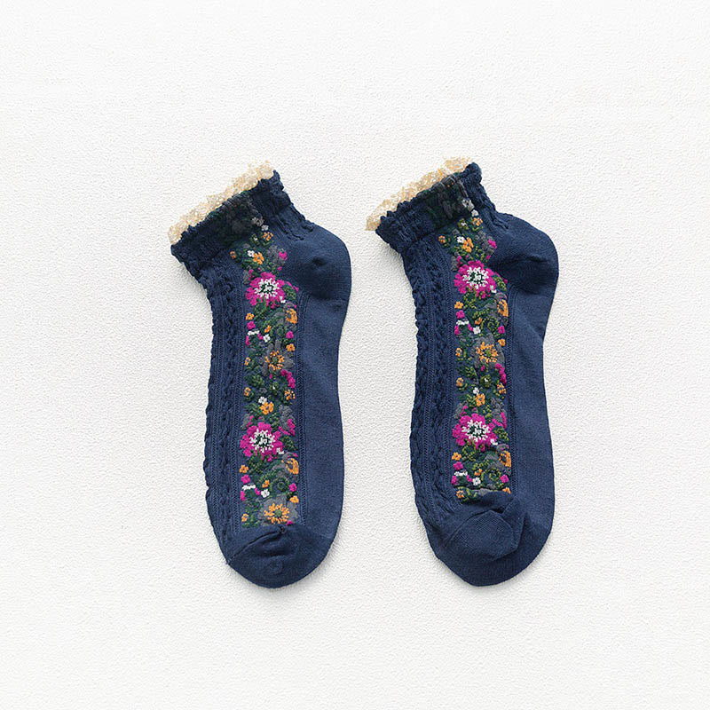 Vintage Lace Ankle Socks(5 Pairs) - Navy Blue - EU36-40(US3-7) - image 13