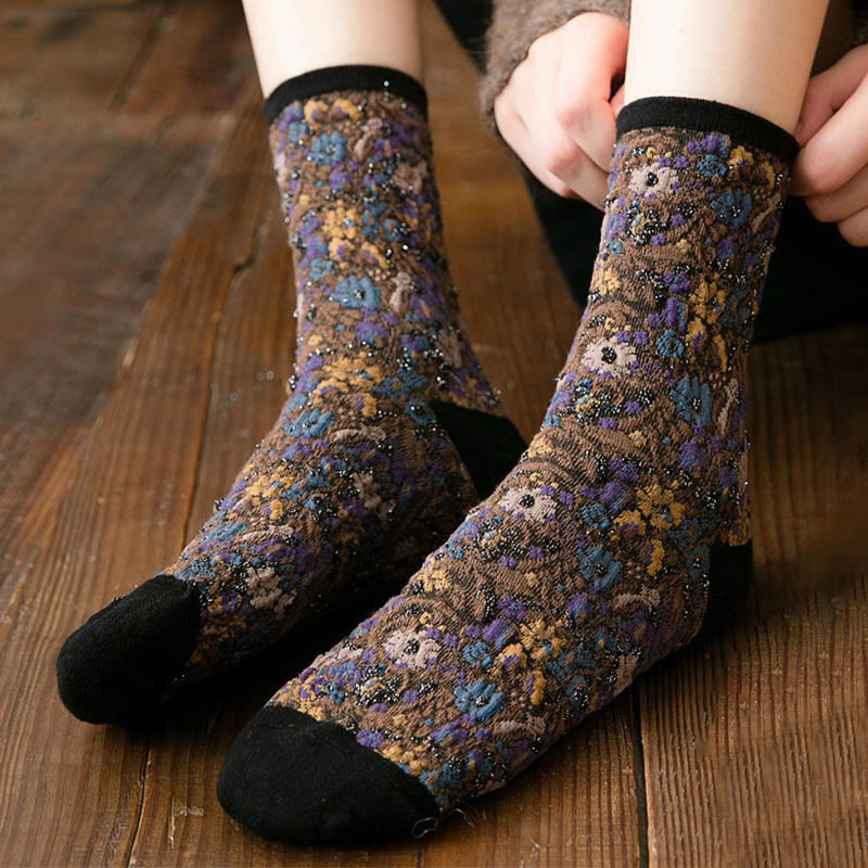 Plants Flowers Quarter Socks(5 Pairs) - image 7