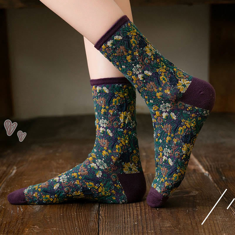 Plants Flowers Quarter Socks(5 Pairs) - image 5