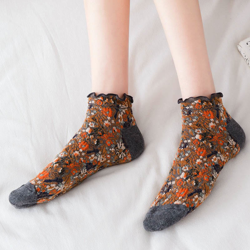 College Style Florals Ankle Socks(5 Pairs) - image 5