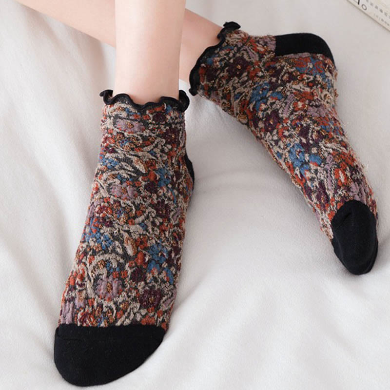 College Style Florals Ankle Socks(5 Pairs) - image 3