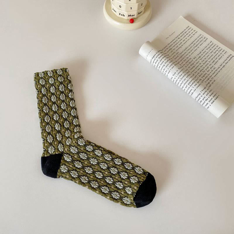French Elegant Floral Quarter Socks(5 Pairs)