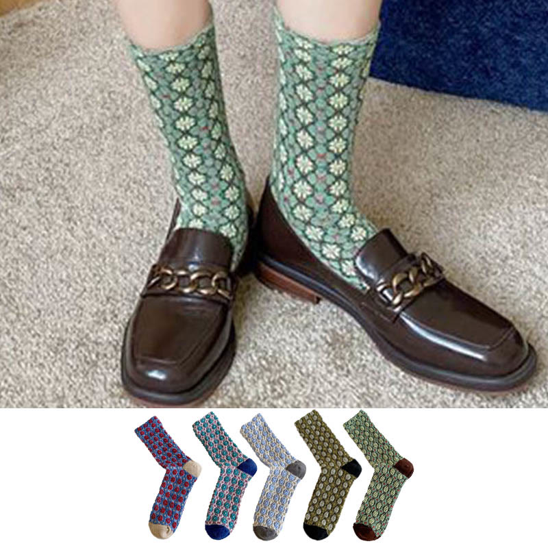French Elegant Floral Quarter Socks(5 Pairs)