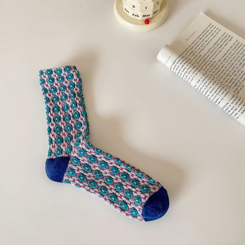 French Elegant Floral Quarter Socks(5 Pairs)
