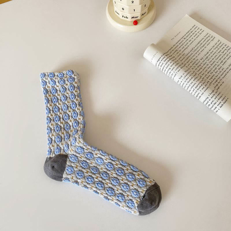 French Elegant Floral Quarter Socks(5 Pairs)