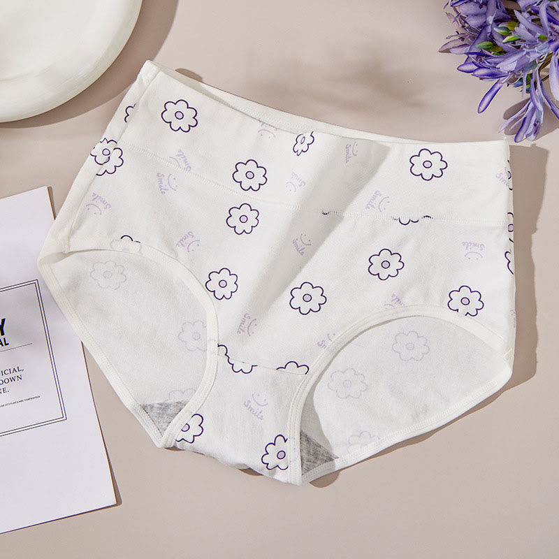 Plus Size Smiley Flower Panty(4 Packs) - White - 2XL - image 4