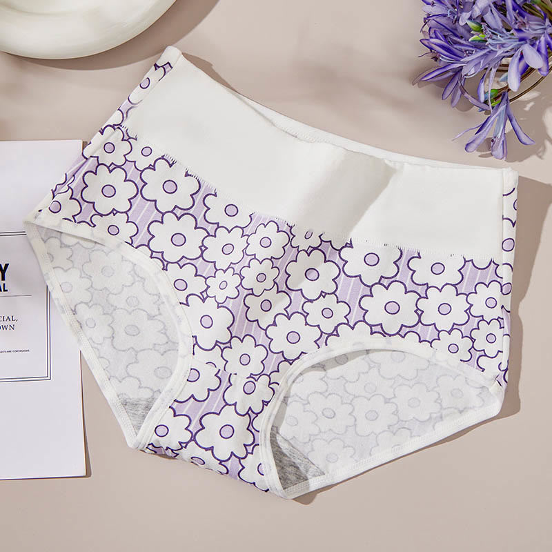 Plus Size Smiley Flower Panty(4 Packs) - Light Purple - 2XL - image 5