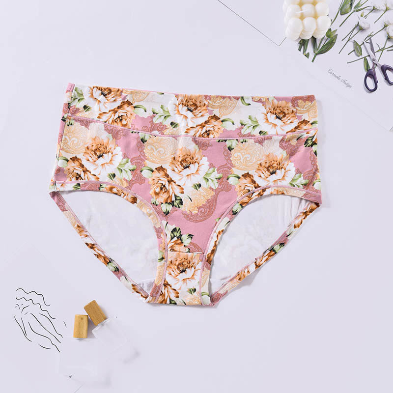 Plus Size Soft Flowers Panty(4 Packs) - Pink - 4XL - image 8