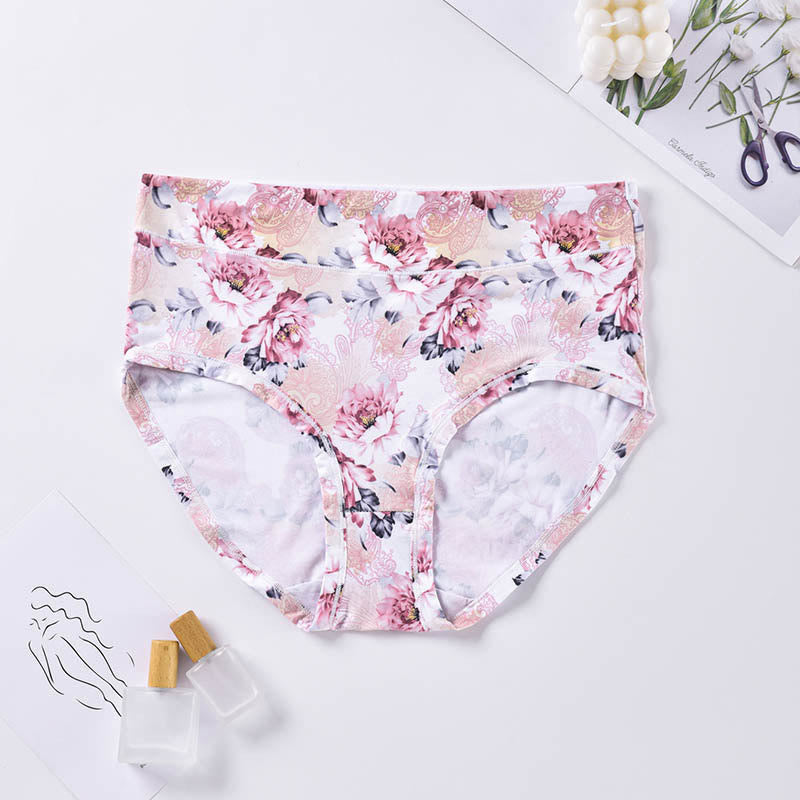 Plus Size Soft Flowers Panty(4 Packs) - White - 4XL - image 7