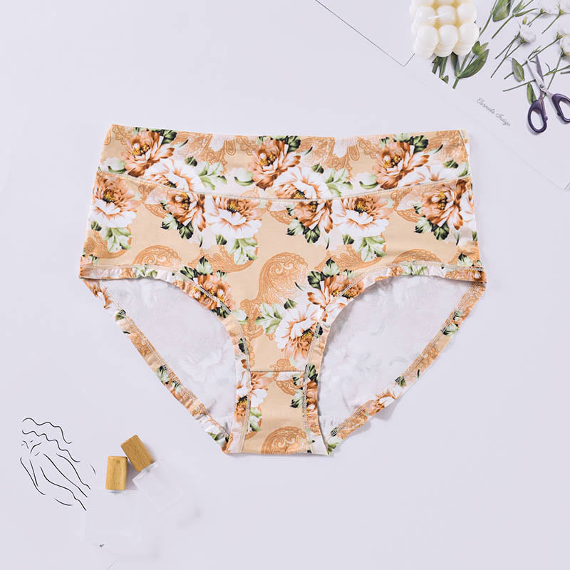 Plus Size Soft Flowers Panty(4 Packs) - Apricot - 4XL - image 6