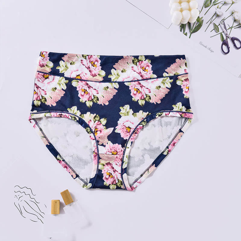 Plus Size Soft Flowers Panty(4 Packs) - Navy Blue - 4XL - image 9