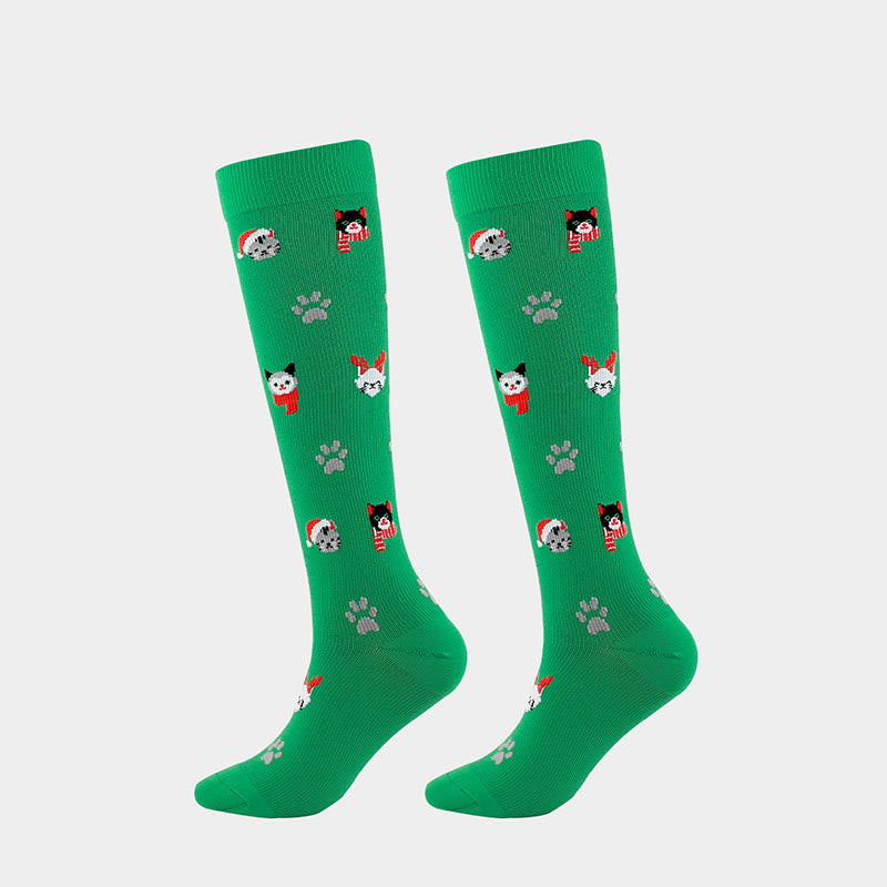 Christmas Cats Dogs Compression Socks(4 Pairs) - image 4