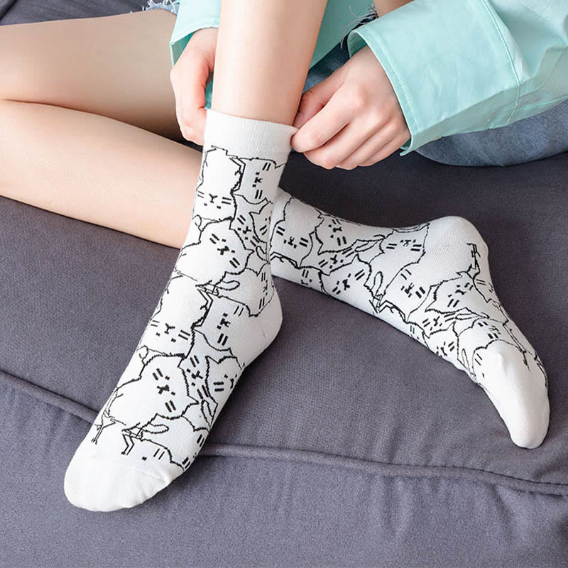 Line Cat Quarter Socks(5 Pairs) - image 1